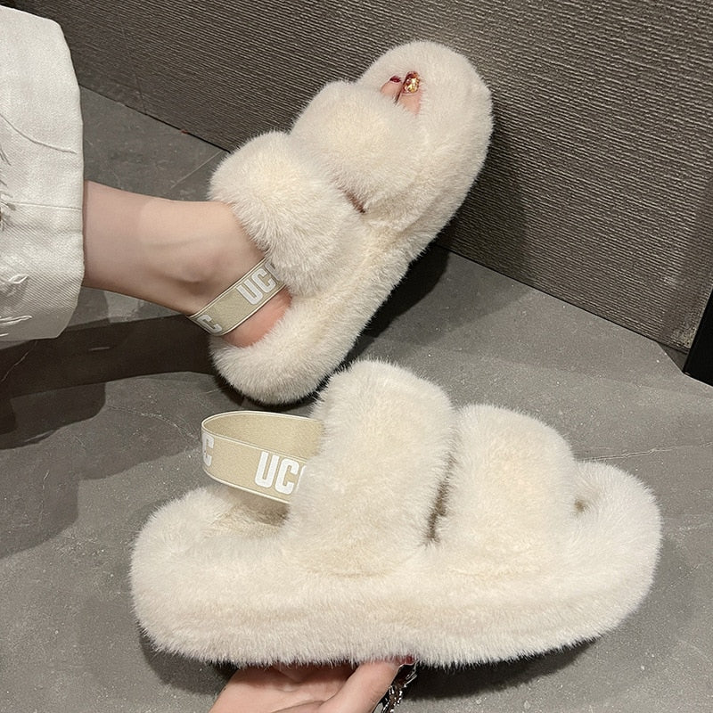 Platform Fur Slippers