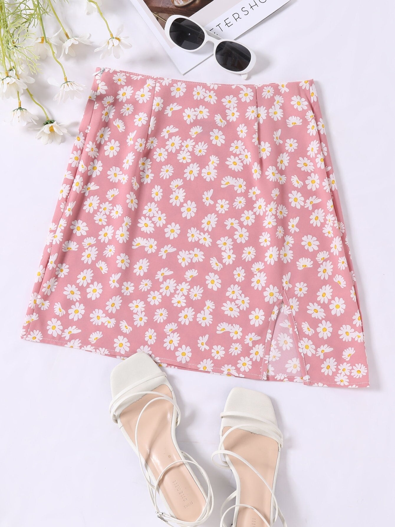Floral Print High Waist Split Mini Skirts