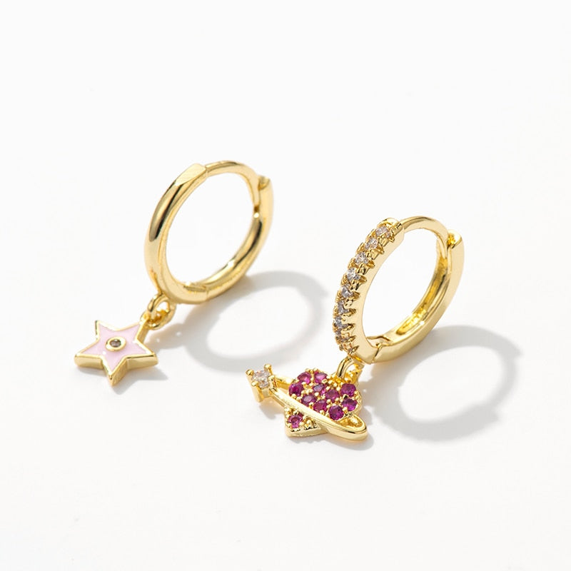 Star Heart Rhinestone Earring