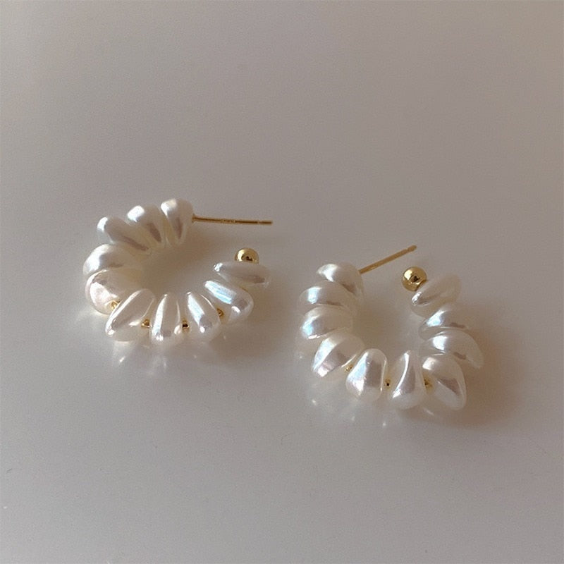 Irregular Freshwater Pearl Hoop Earrings