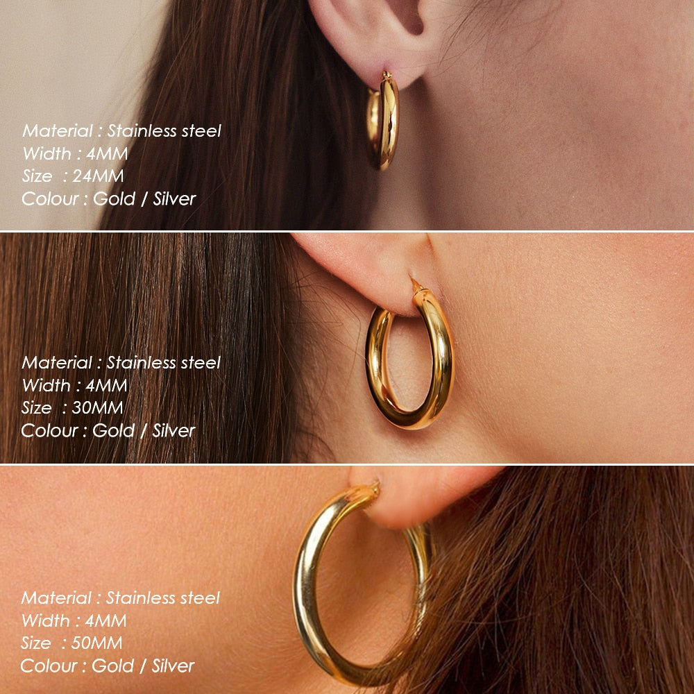 Ear Buckle Gold Hoop Earrings