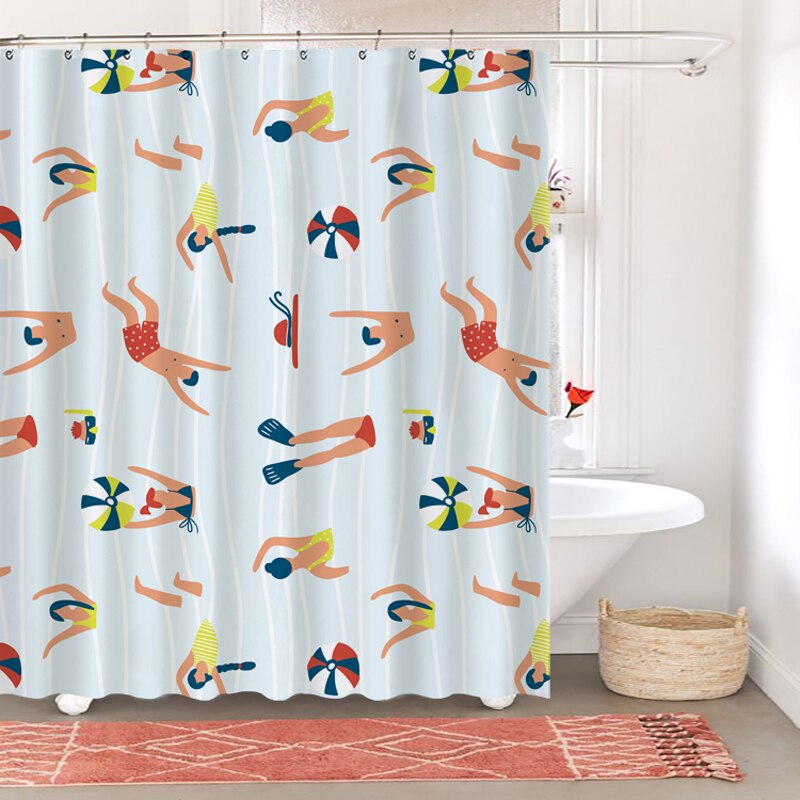Swimming Cartoon Shower Curtain