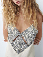 White Sequin Hollow Satin Dress