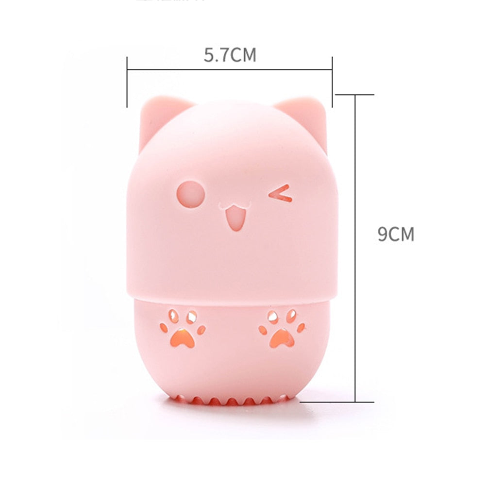 Portable Kitten Silicone Powder Puff Blender Holder