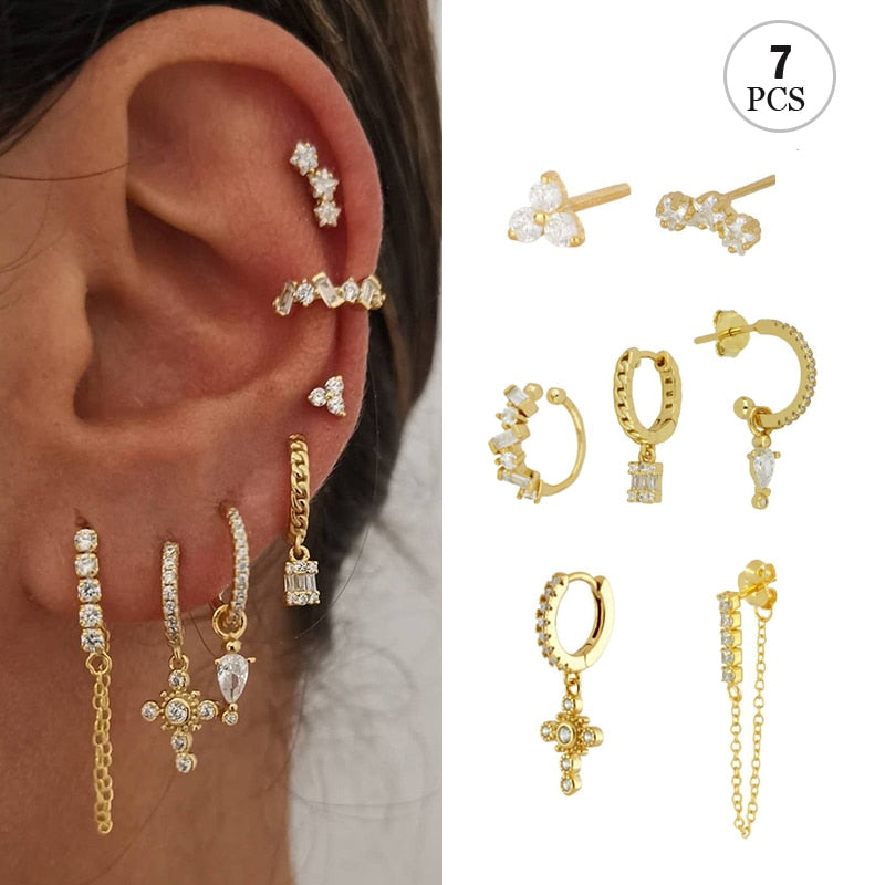 Gold Earrings Set