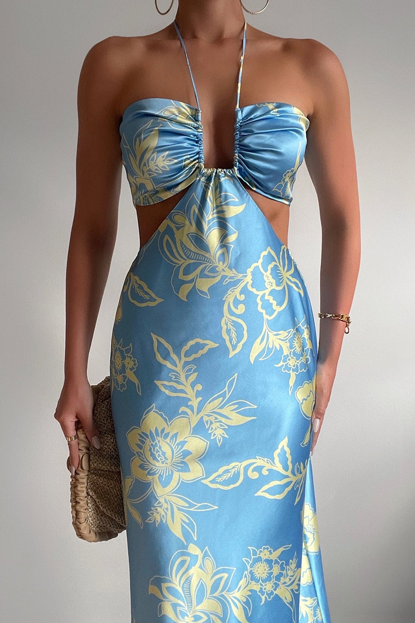 Blue Cutout Maxi Dress