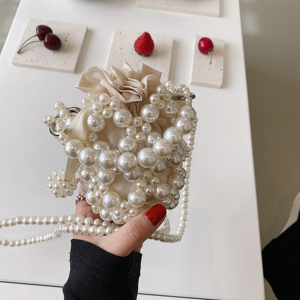 Mini Pearl Beaded Crossbody Bag