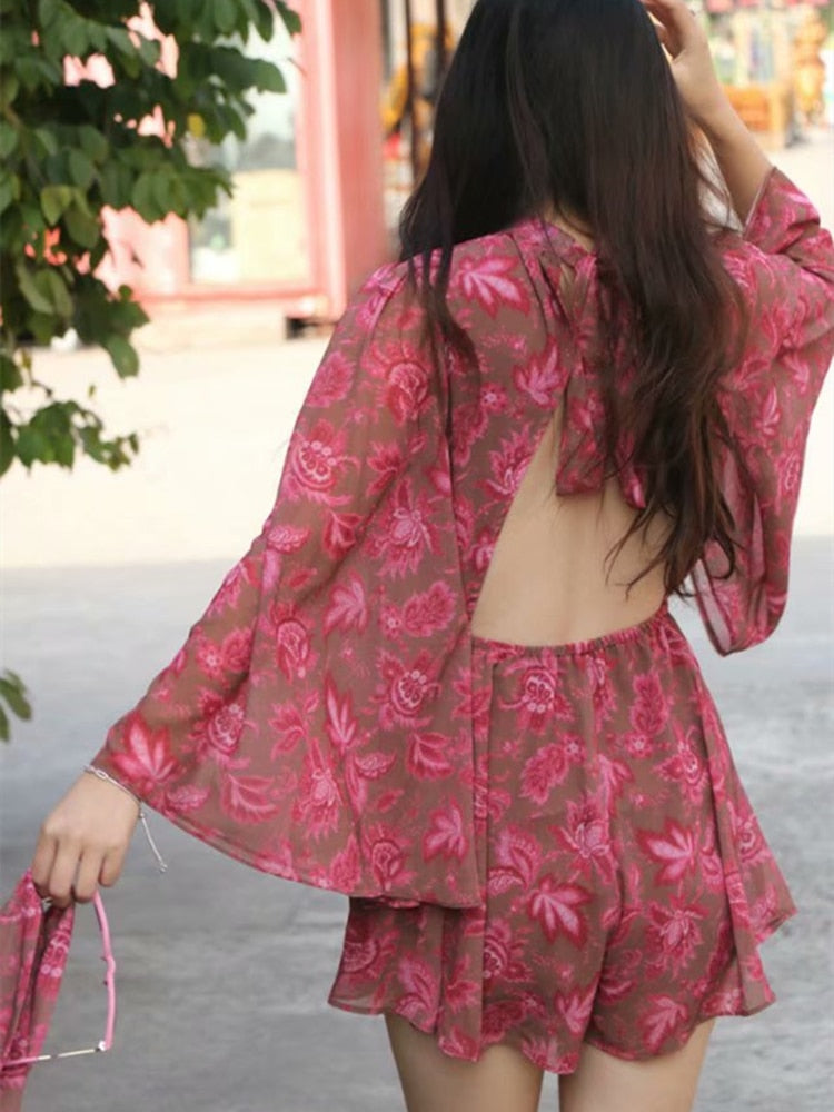 Peacock Floral Print Jumpsui