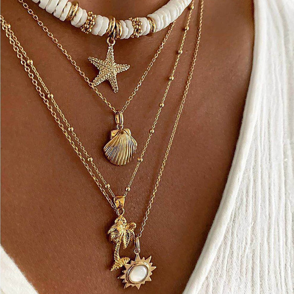 Shell Star Sun Necklace