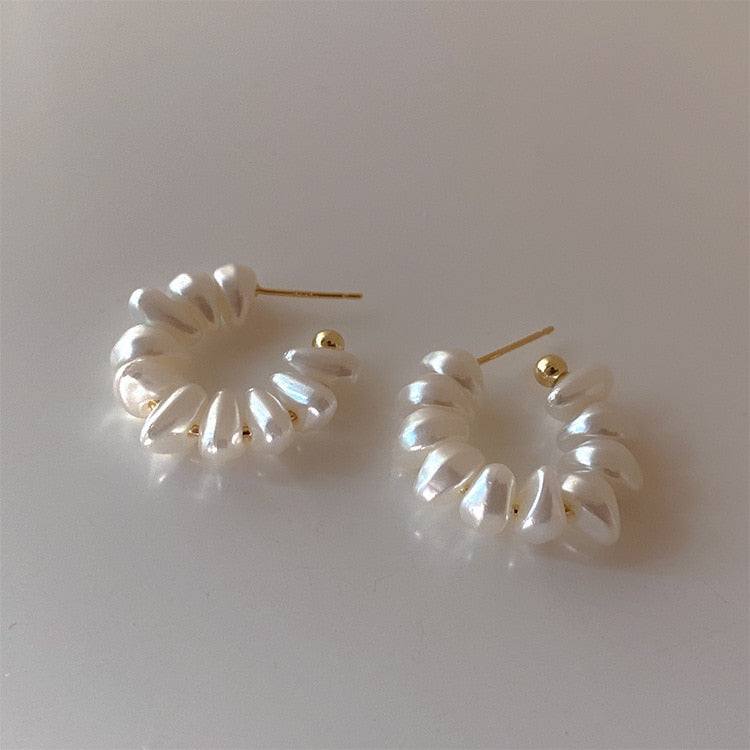 Irregular Freshwater Pearl Hoop Earrings