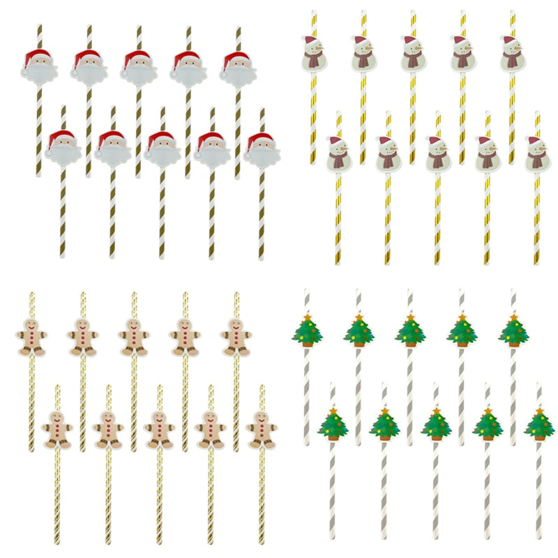 10Pcs/pack Christmas Disposable Paper Traws