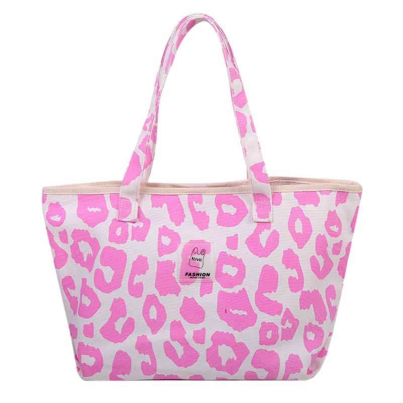 Pink Leopard Canvas Tote Bag