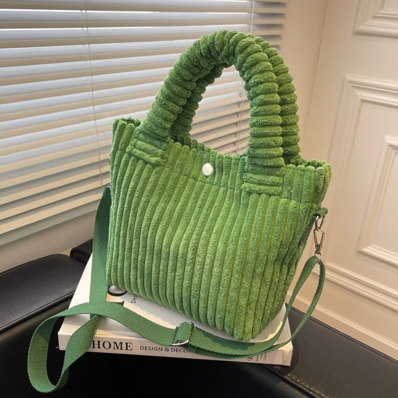 Bucket Shoulder Corduroy Bag