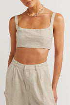 Khaki Cotton Two Piece Set