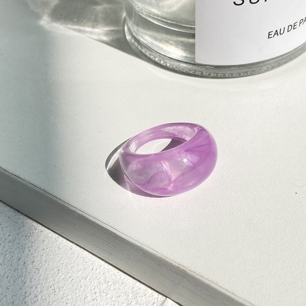 Transparent Resin Geometric Ring