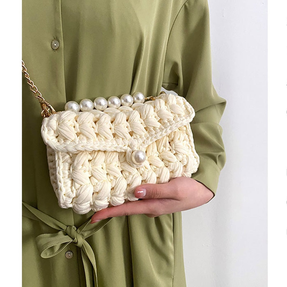 Crochet Pearl Shoulder Bag