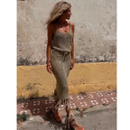 Khaki Knitted Two-piece Set