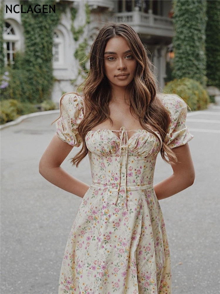 Boho Floral Print Dress