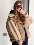 Fur Faux Leather Lamb Jacket