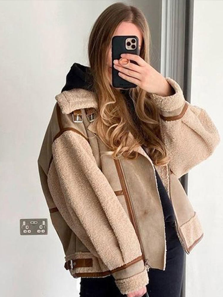 Fur Faux Leather Lamb Jacket