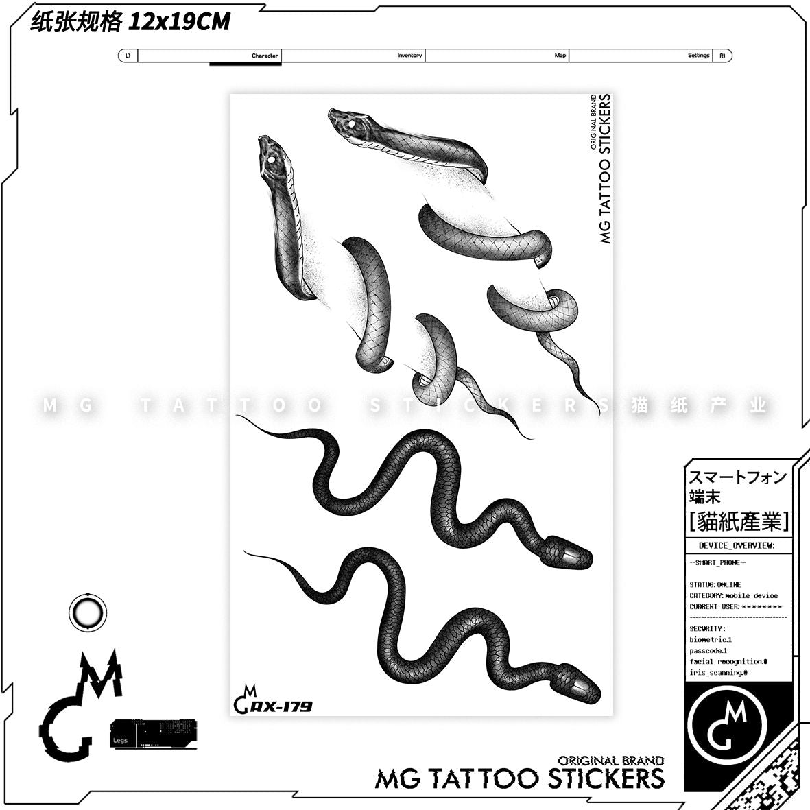 Clavicle Snake Waterproof Tattoo Stickers