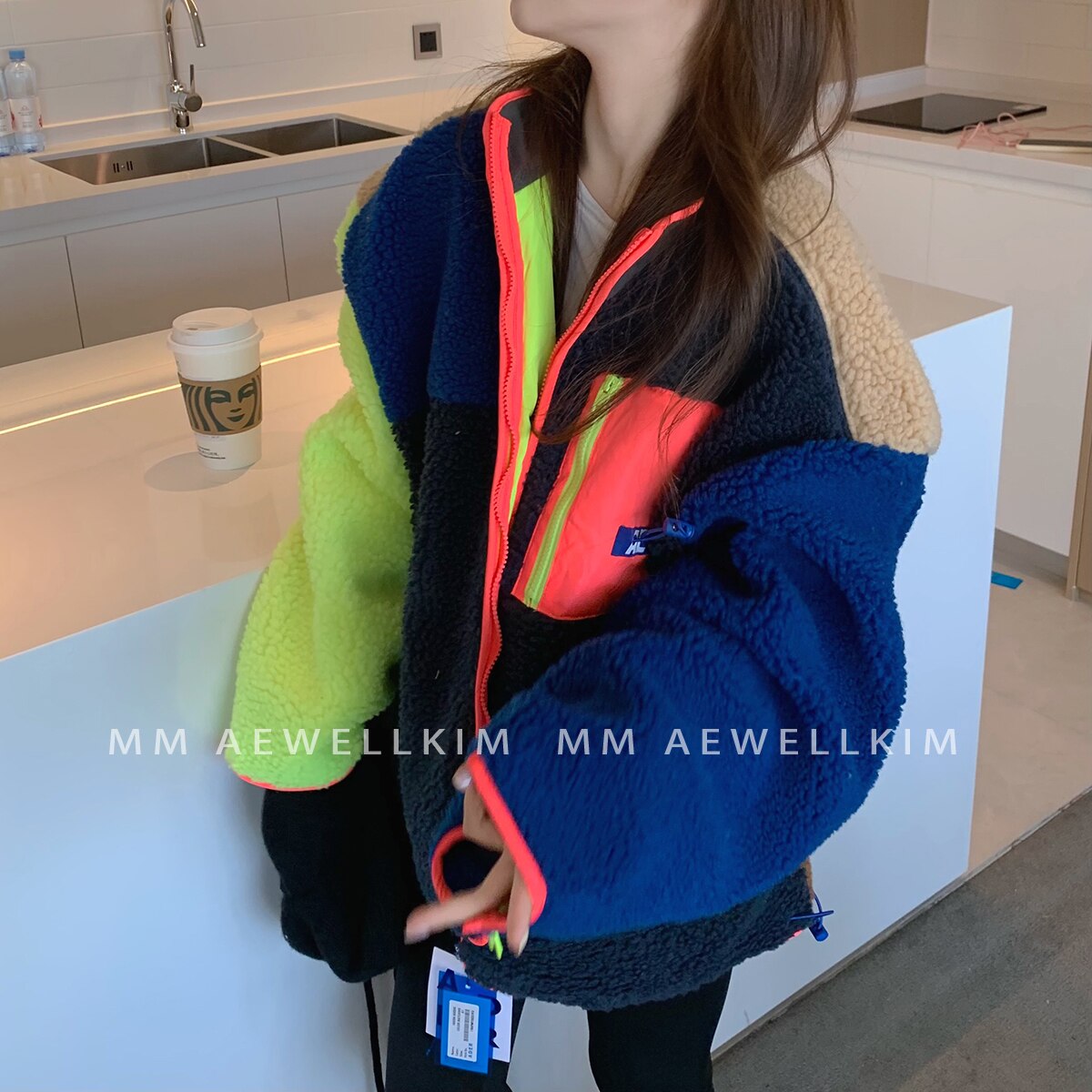 Lamb Fleece Coat Neon Colors