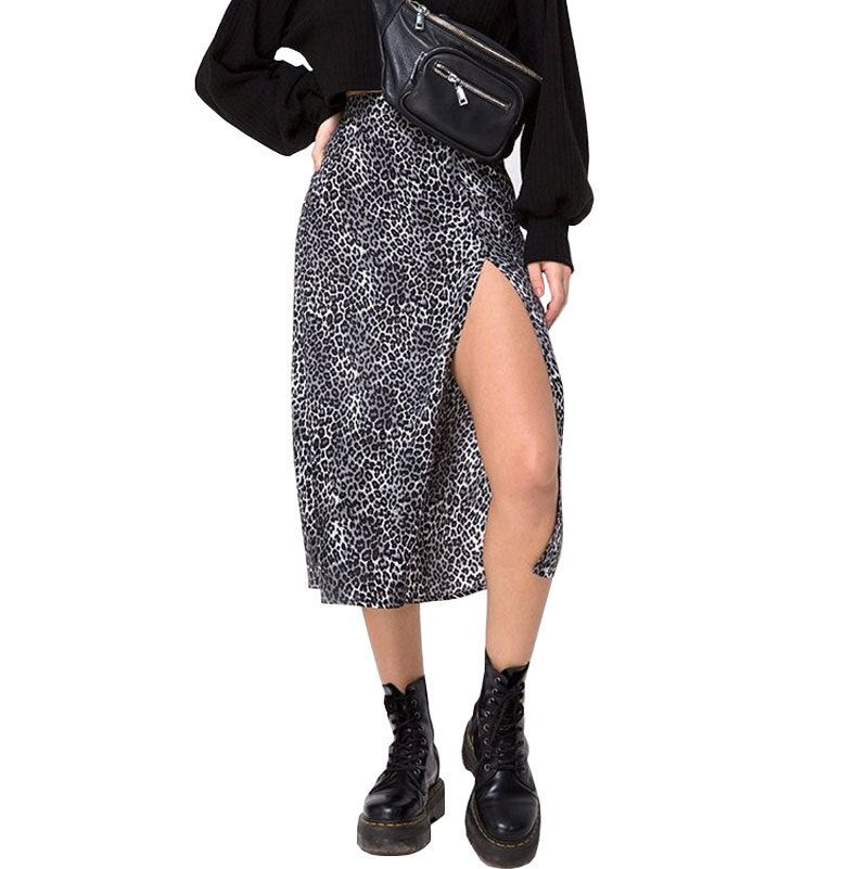 Split Midi Skirts Floral Printing