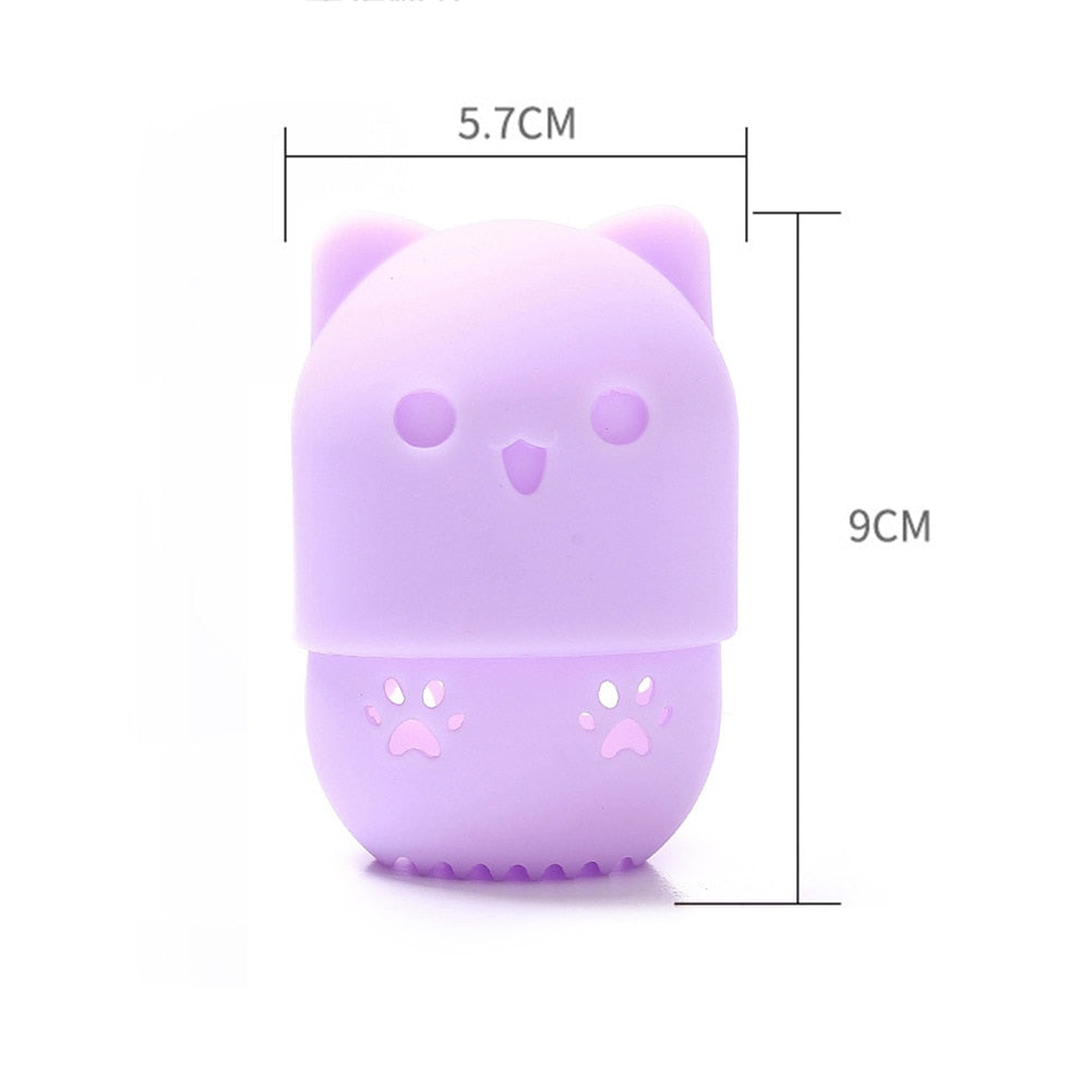 Portable Kitten Silicone Powder Puff Blender Holder