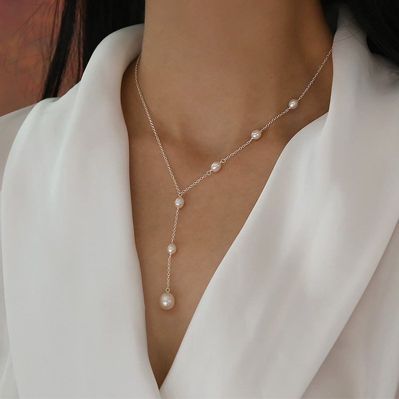 Gold/Silver Natural Freshwater Pearl Necklace
