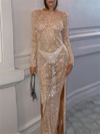 Rhinestones Mesh Party Dress