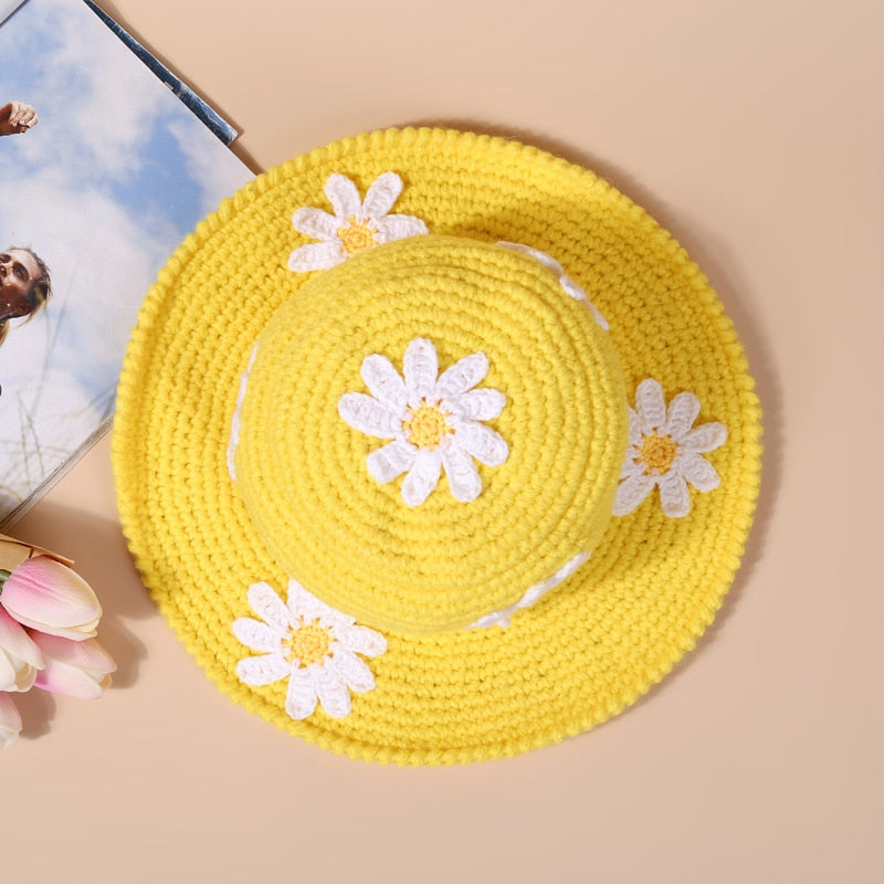 Yellow Daisy Crochet Bucket Hat