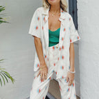 White Print Two Piece Set