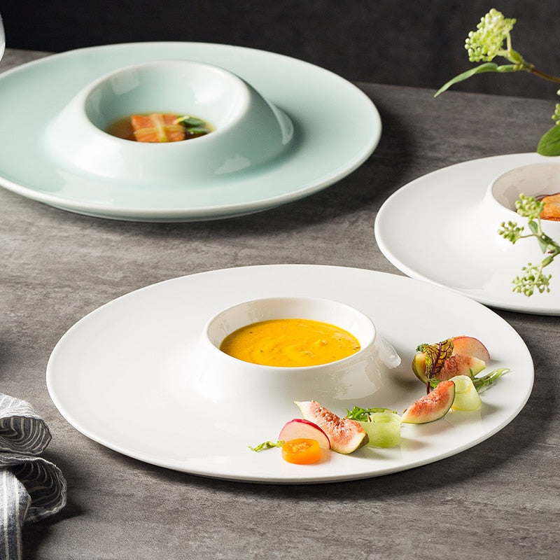 White Ceramic Steak Plate