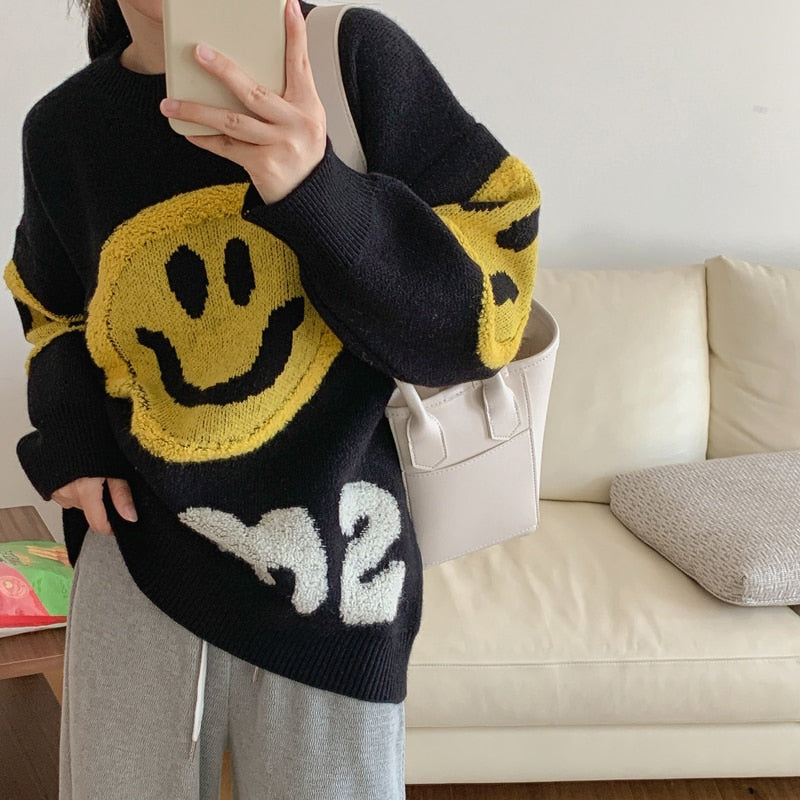 Smiley Face Loose Knit Jumper