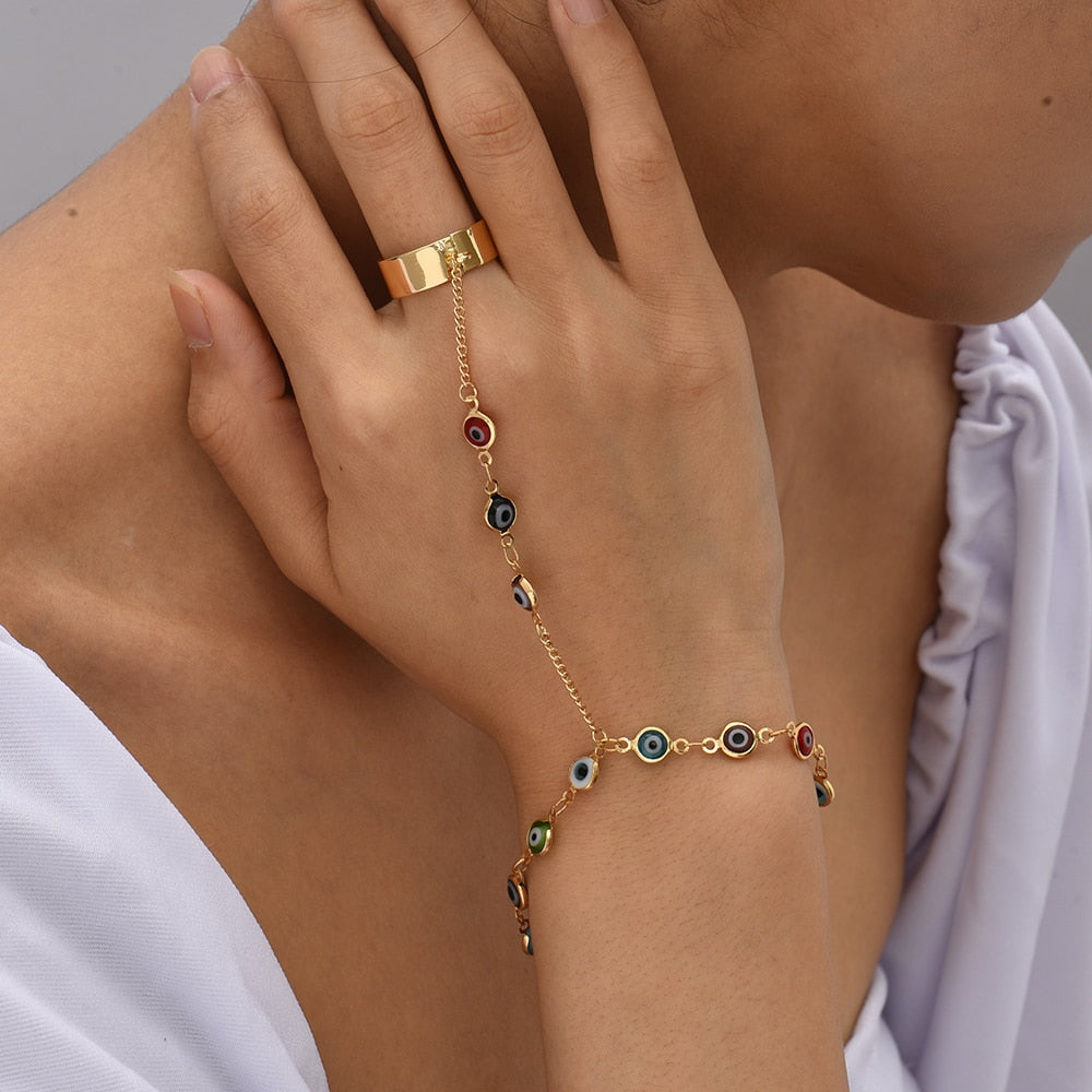 Pearl Chain Bracelet Ring