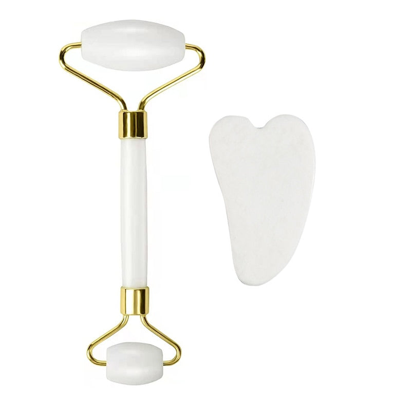 Natural Jade Face Roller Gua Sha Scraper Set