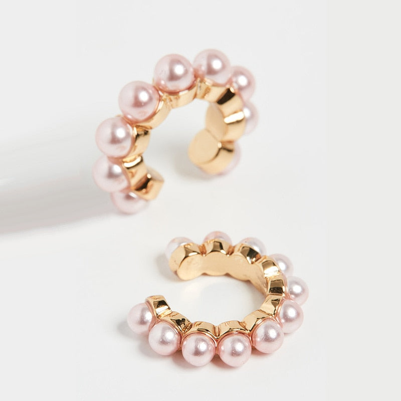 Pearl Ear Cuff Rhinestone Earrings