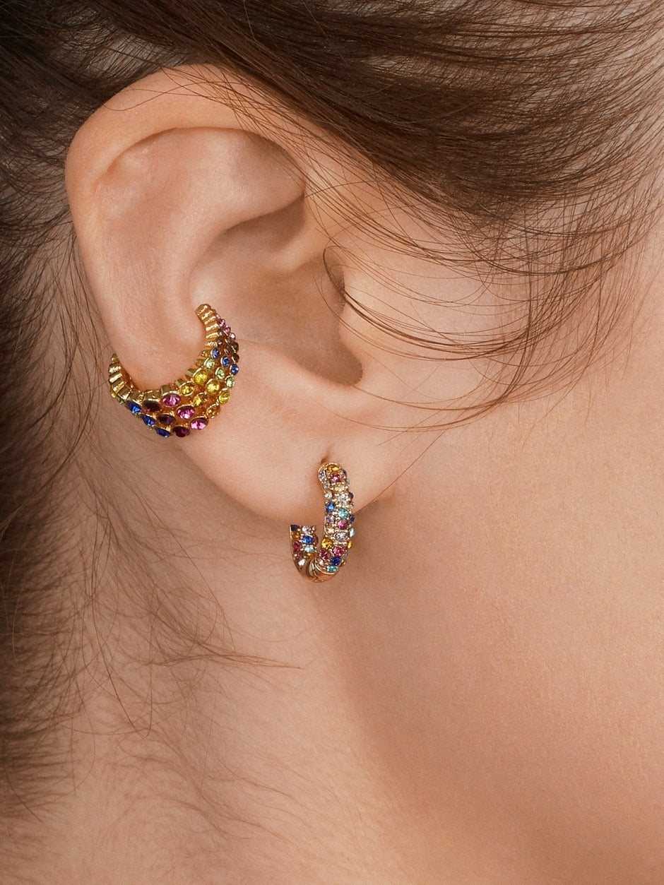 Pearl Ear Cuff Rhinestone Earrings