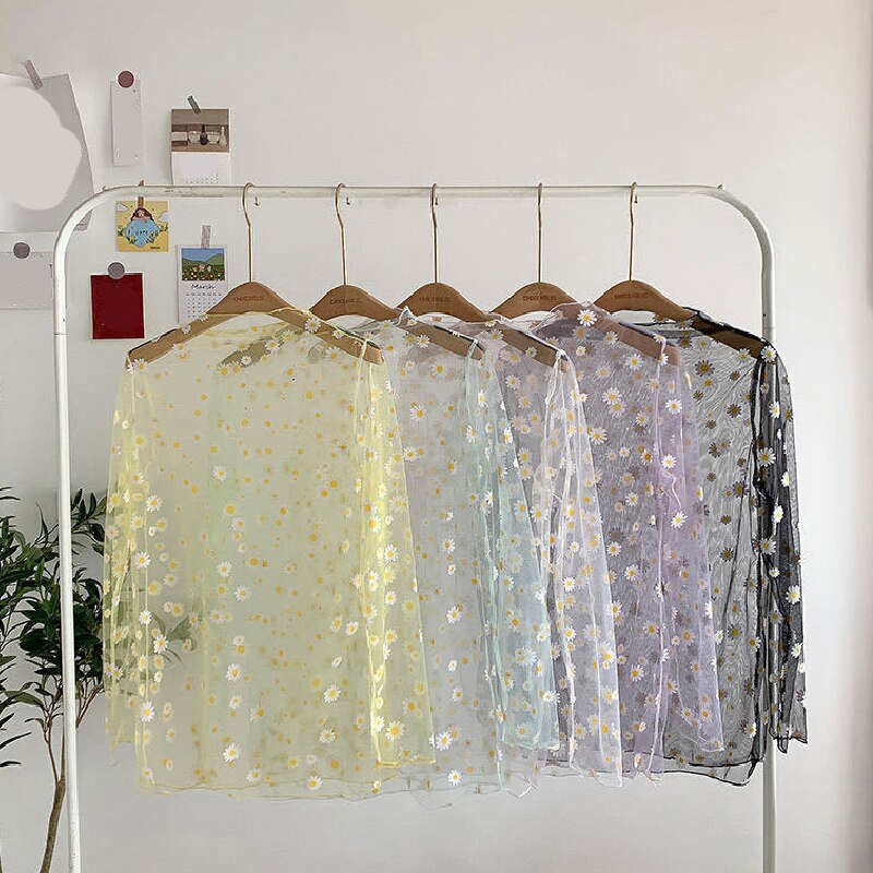 Turtleneck Daisy See Through T-shirt