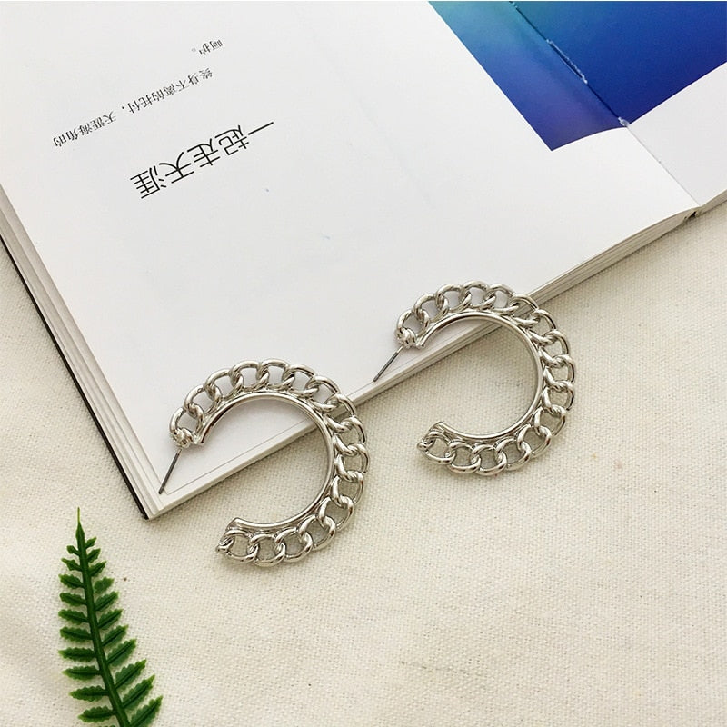 Twist Metal Circle Geometric Round Hoop Earrings