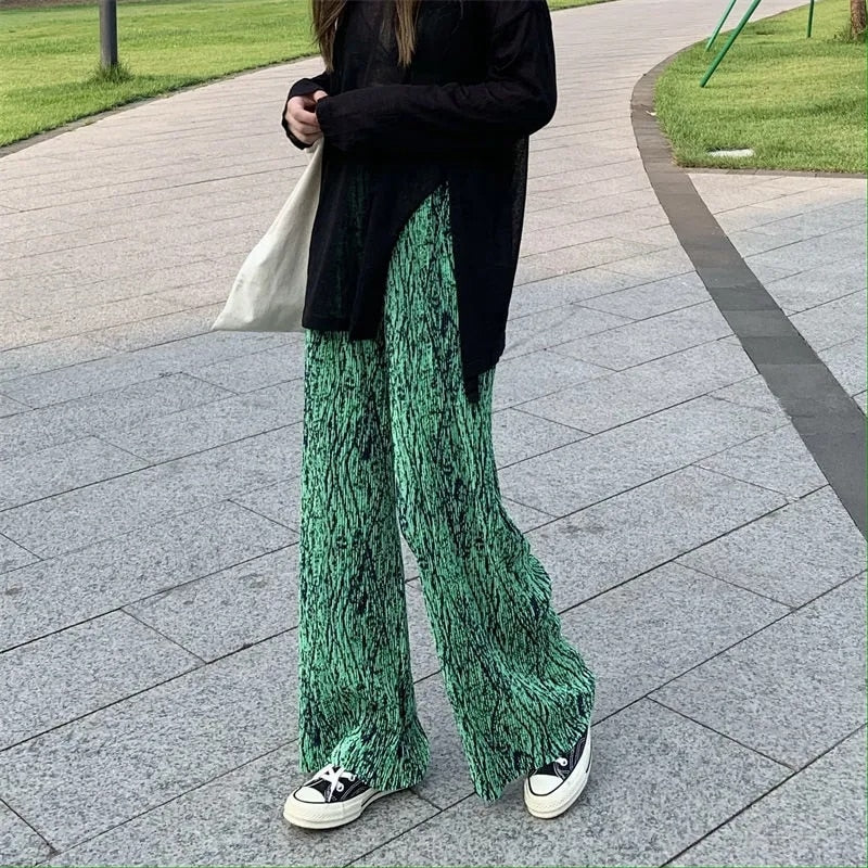 Green Wide Leg Trousers Pants