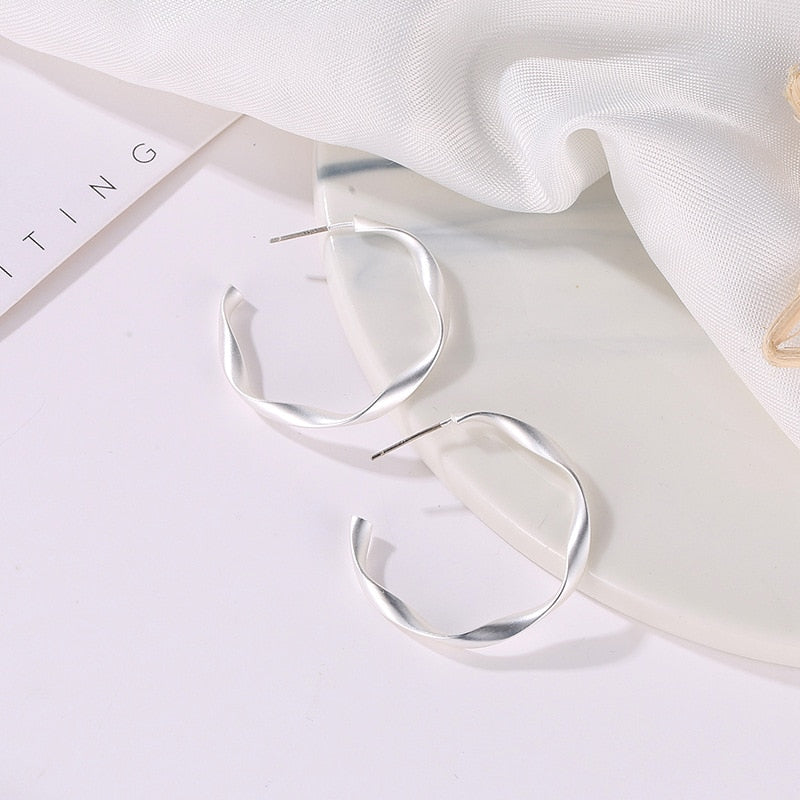 Twist Metal Circle Geometric Round Hoop Earrings