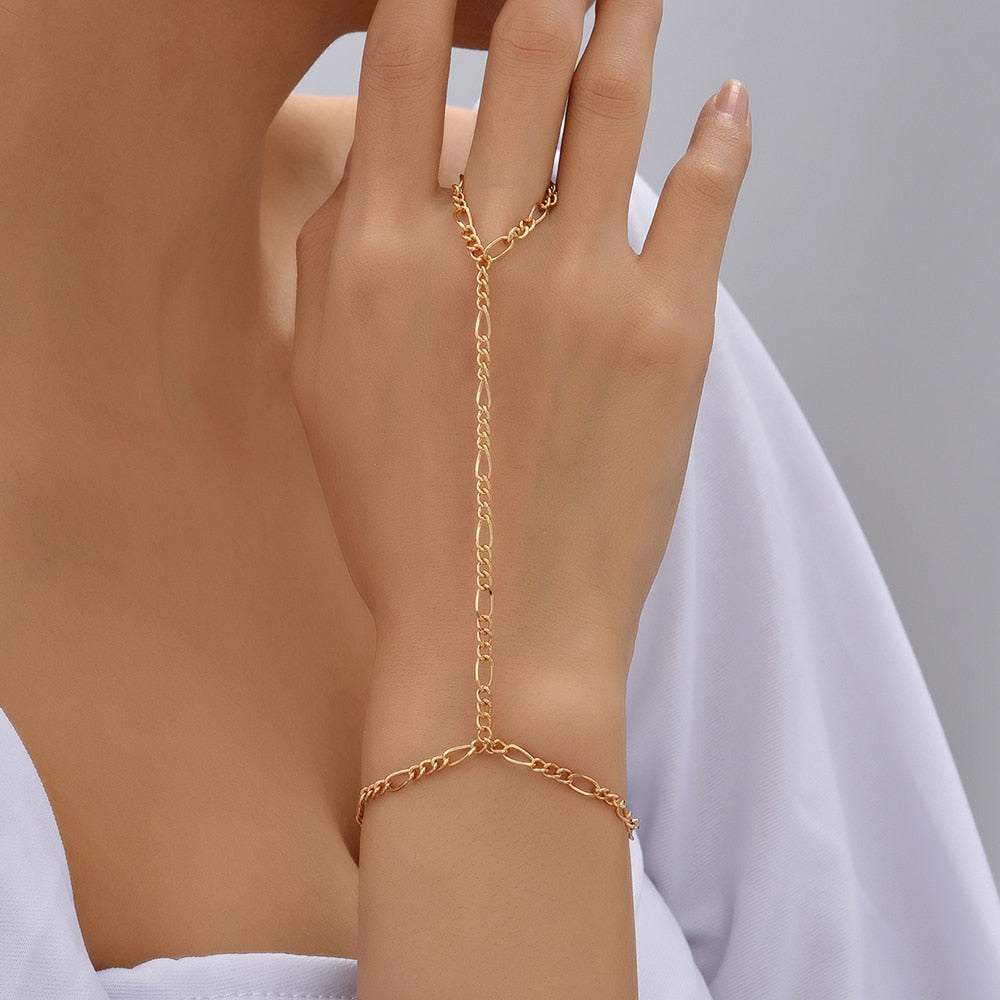 Pearl Chain Bracelet Ring