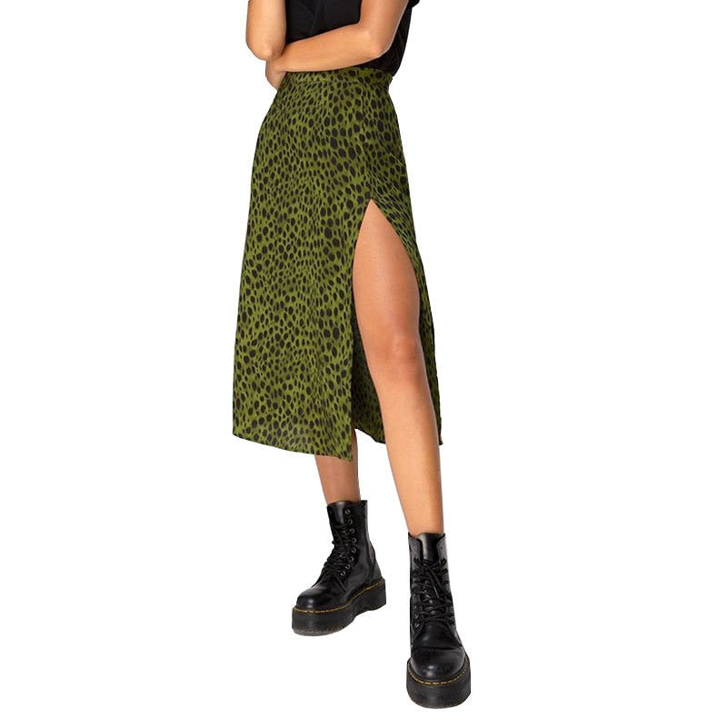 Split Midi Skirts Floral Printing