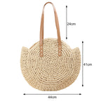 Straw Woven Round Shoulder Shopping Bag