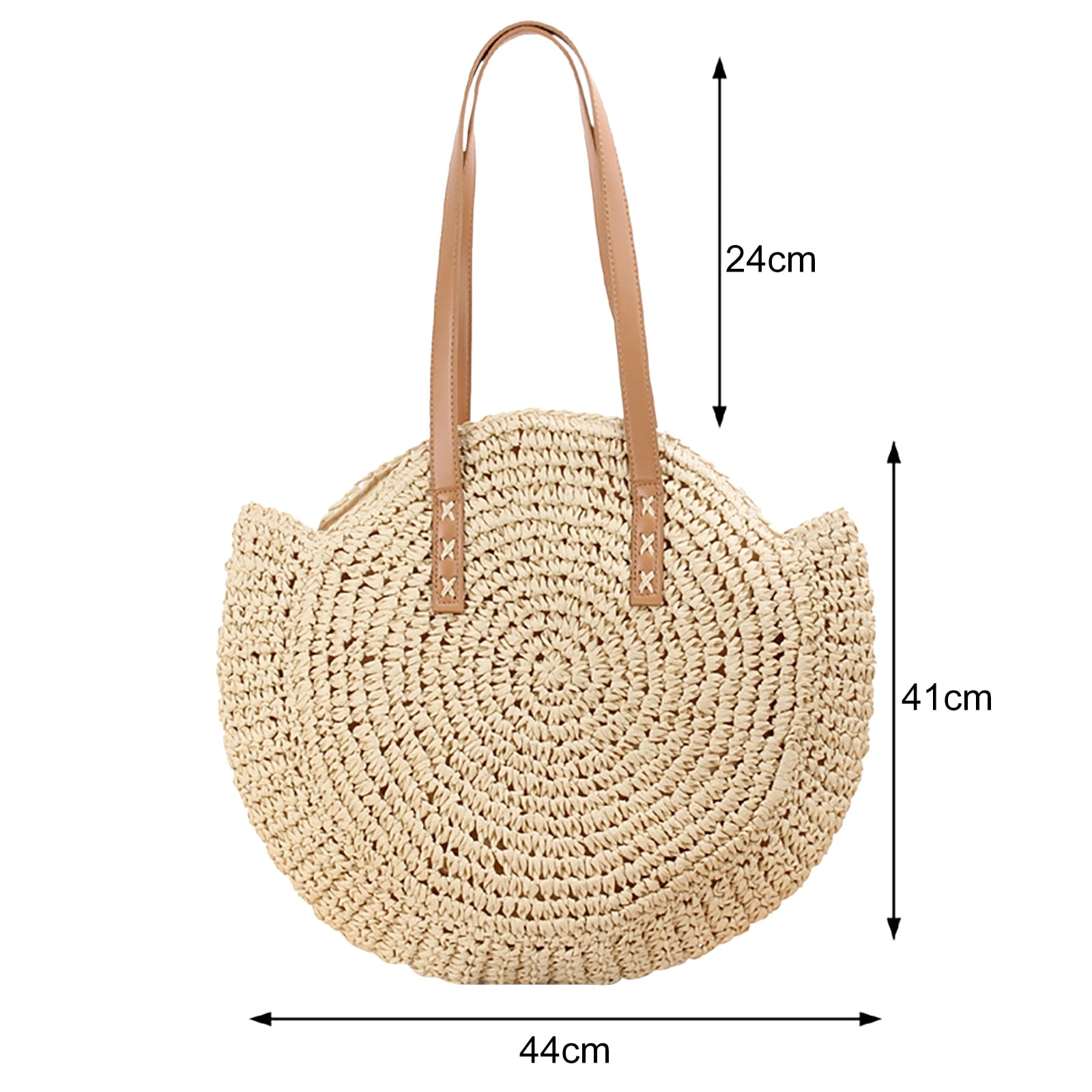 Straw Woven Round Shoulder Shopping Bag