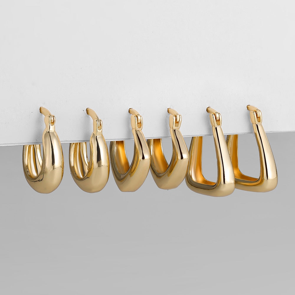 Minimalist Geometric Twist Hoop Earrings