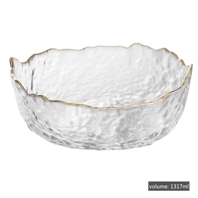 Irregular Gold  Glass Salad Bowl (6 Colors)