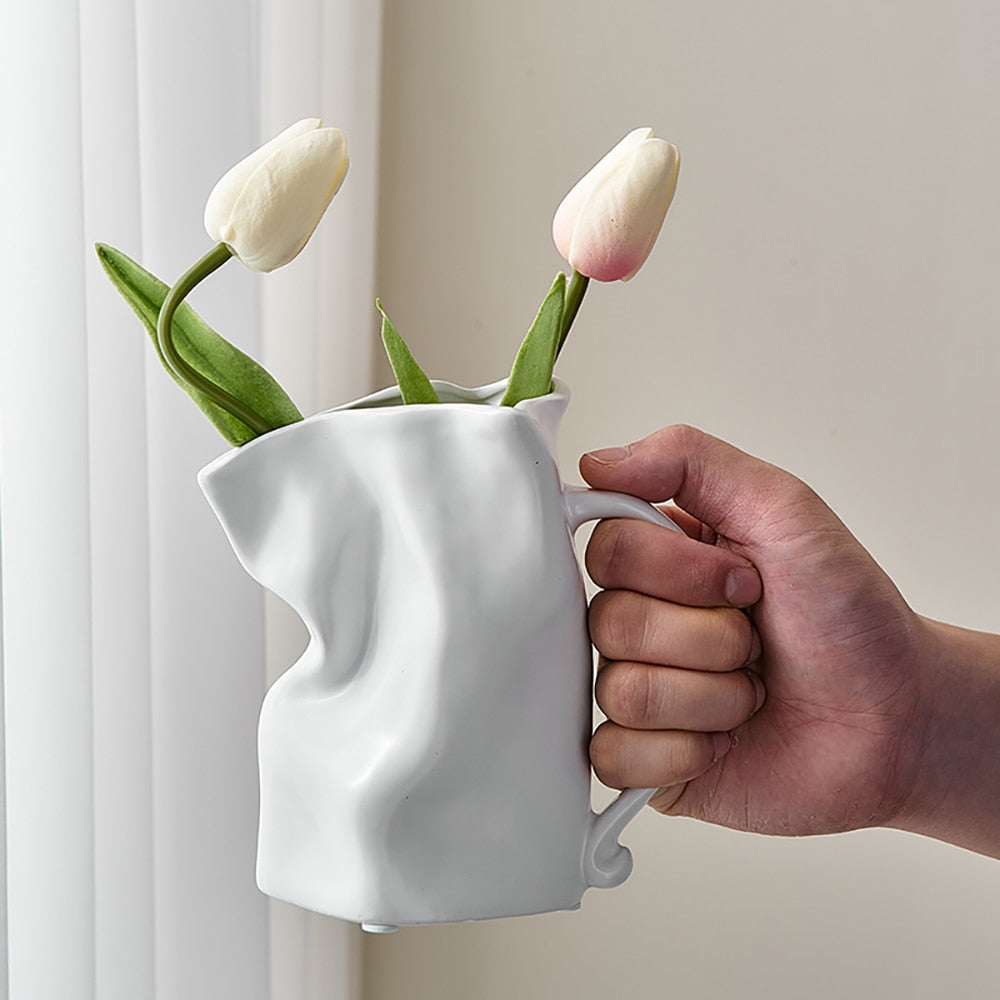 Nordic Pleated Ceramic Flower Pot