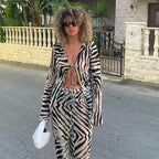 Print Long Sleeve Shirt + Pants Two Piece Set